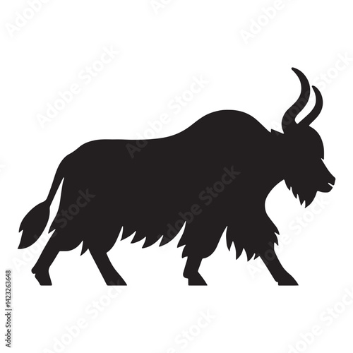 High-quality yak silhouette in vector format, perfect for custom logos – yak silhouette – yak vector – yak illustration – silhouette of yak – yak icon

