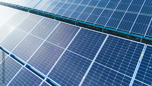 Obraz na płótnie Isolated Solar Panel Grid in Europe: A Close-Up on Sustainable Energy Solutions w salonie