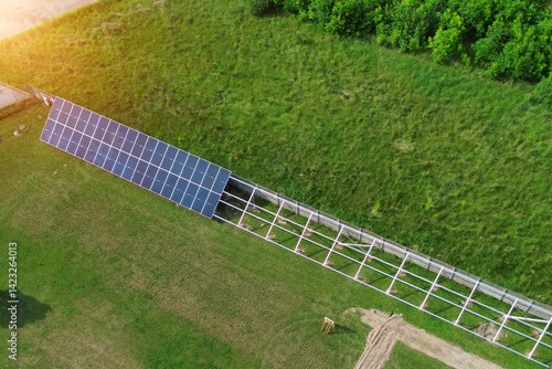 Obraz na płótnie Photovoltaic Panels Installation in Green Environment w salonie