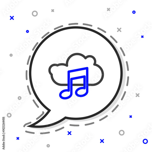 Line Music streaming service icon isolated on white background. Sound cloud computing, online media streaming, song, audio wave. Colorful outline concept. Vector Illustration