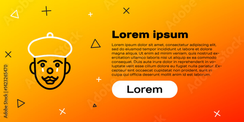 Line French mime icon isolated on yellow background. Colorful outline concept. Vector