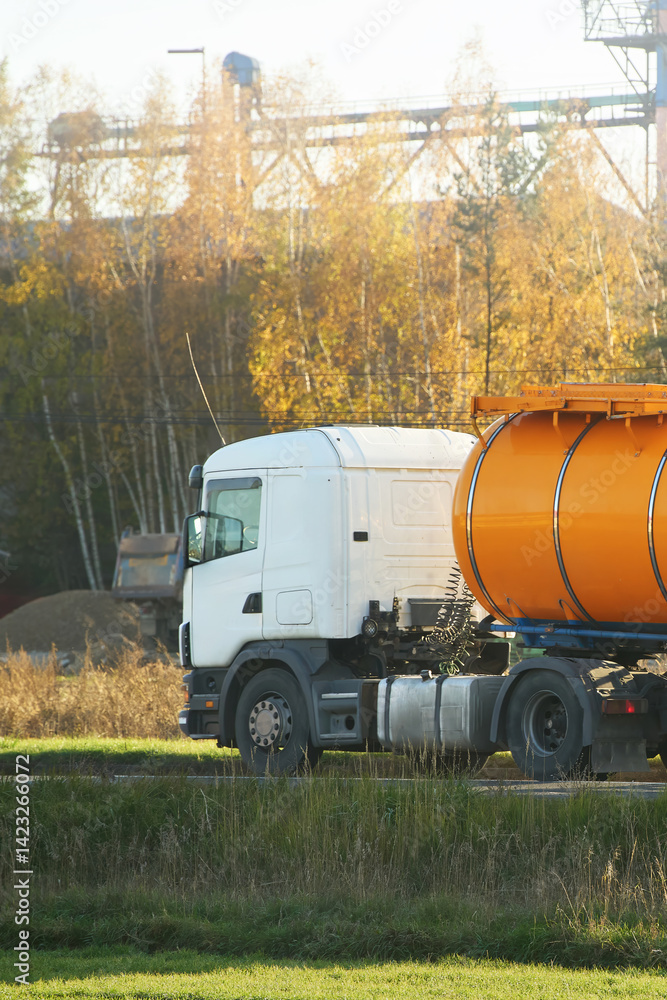 Tanker truck hauling liquid petroleum gas