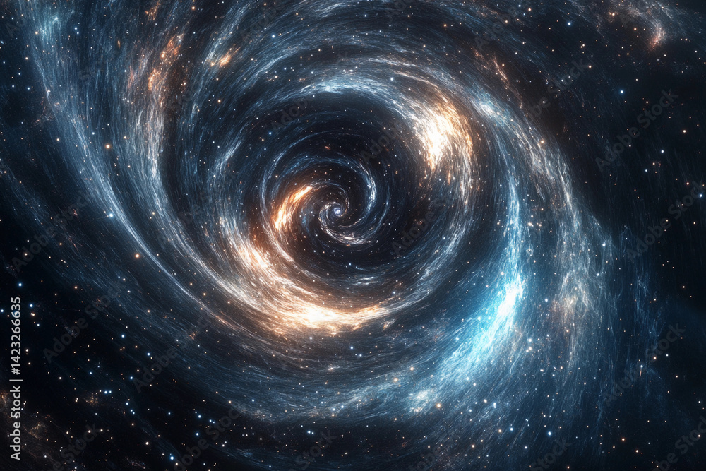 Galactic spiral showcasing vibrant colors and cosmic features in a star-filled universe Galactic spiral showcasing vibrant colors and cosmic features in a star-filled universe