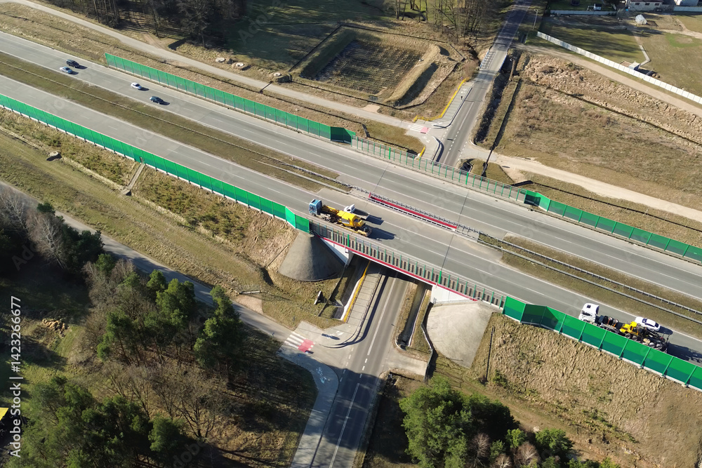 Circular road junction with pedestrian walkways