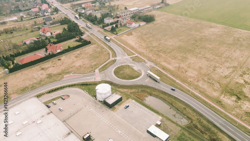 Obraz na płótnie Aerial view modern roundabout with bicycle lanes w salonie