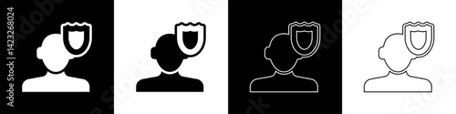 Set Psychology icon isolated on black and white background. Psi symbol. Mental health concept, psychoanalysis analysis and psychotherapy. Vector