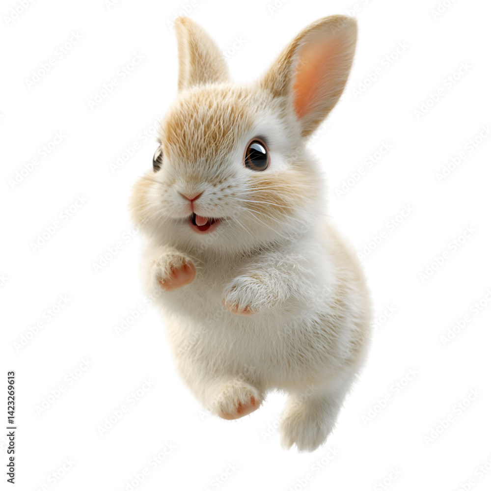 Obraz premium rabbit funny action 3d rendering icon on white background