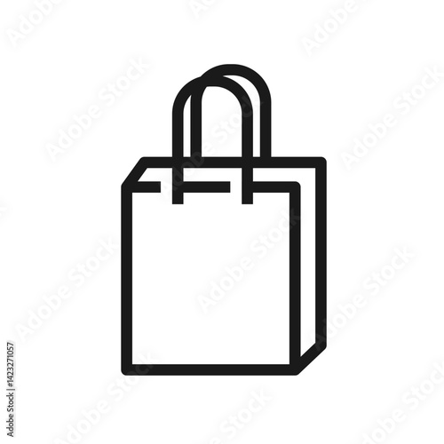 Minimal vector icon of a shopping bag with handles in line style. Paper or plastic material. Editable stroke. Retail, store purchase, e-commerce concept. Perfect for apps, websites, shopping designs