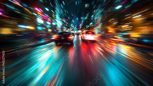 A high-speed chase under neon lights  Fast and Furious style  Vibrant  intense  and cinematic   perfect for action-packed visuals. Dynamic motion  sleek cars  and glowing cityscapes