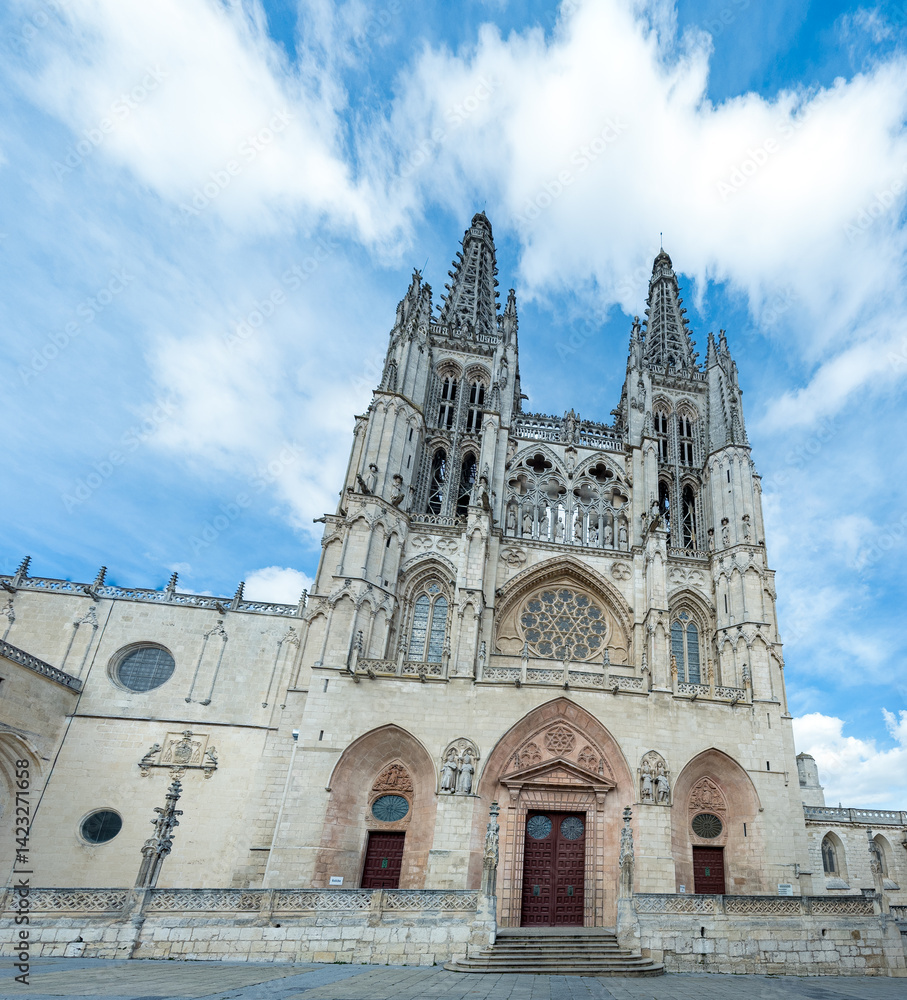 Majestic Gothic Cathedral Under Vibrant Blue Sky