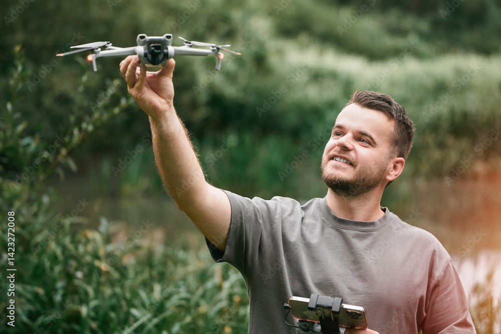 Drone instructor teaching UAV course outdoors
