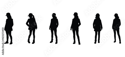 Female Silhouette Collection – Stylish Woman Poses with Hat