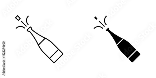 Champagne bottle icon vector symbol collection on white background.