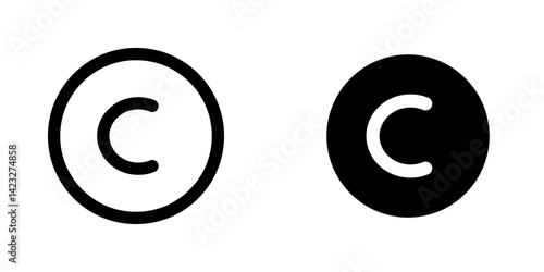 Copyright icon vector symbol collection on white background.