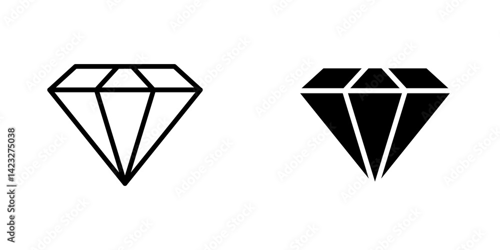 Diamond icon vector symbol collection on white background. Diamond icon vector symbol collection on white background.