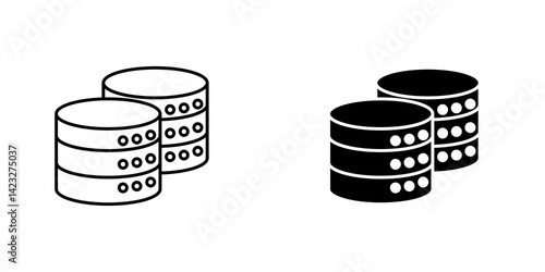 Database icon vector symbol collection on white background.