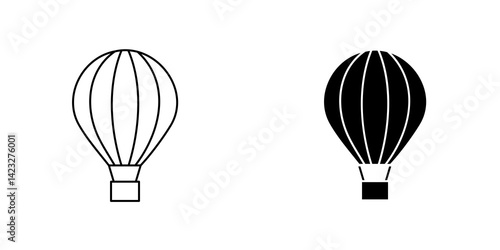Hot air balloon icon vector symbol collection on white background.