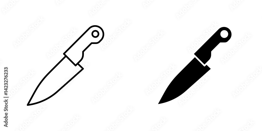 Obraz premium Kitchen knife icon vector symbol collection on white background.