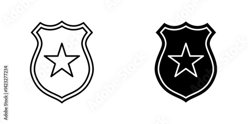 Police badge icon vector symbol collection on white background.