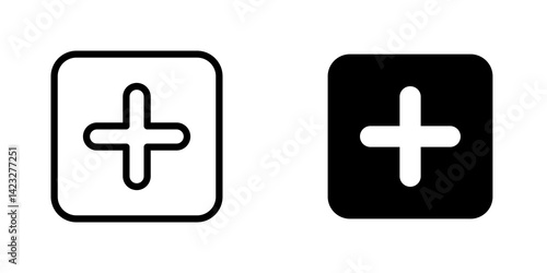 Plus icon vector symbol collection on white background.