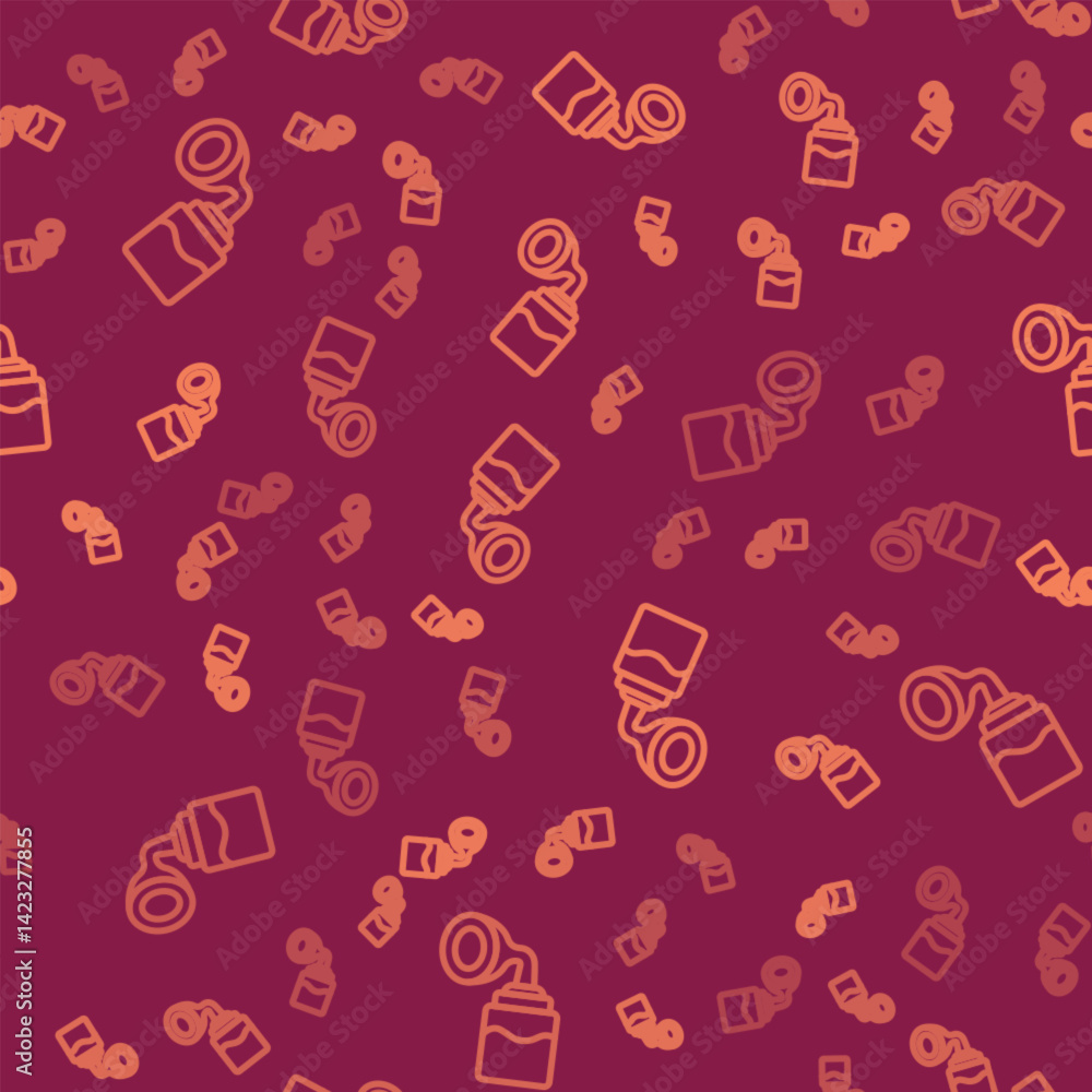 Brown line Breast pump icon isolated seamless pattern on red background. Vector Brown line Breast pump icon isolated seamless pattern on red background. Vector