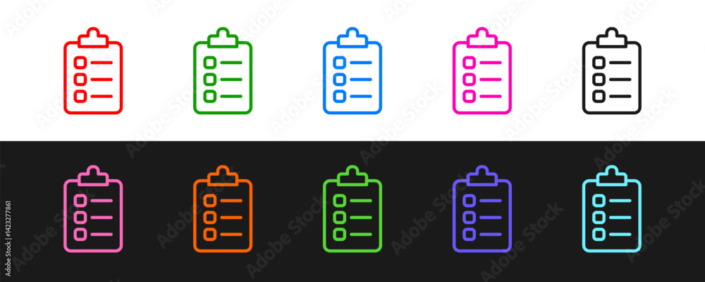Set line To do list or planning icon isolated on black and white background. Vector Set line To do list or planning icon isolated on black and white background. Vector