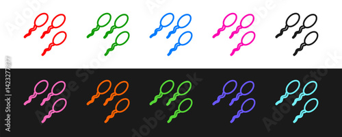Set line Sperm icon isolated on black and white background. Vector