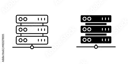 Server rack icon vector symbol collection on white background.
