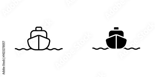 Ship icon vector symbol collection on white background.