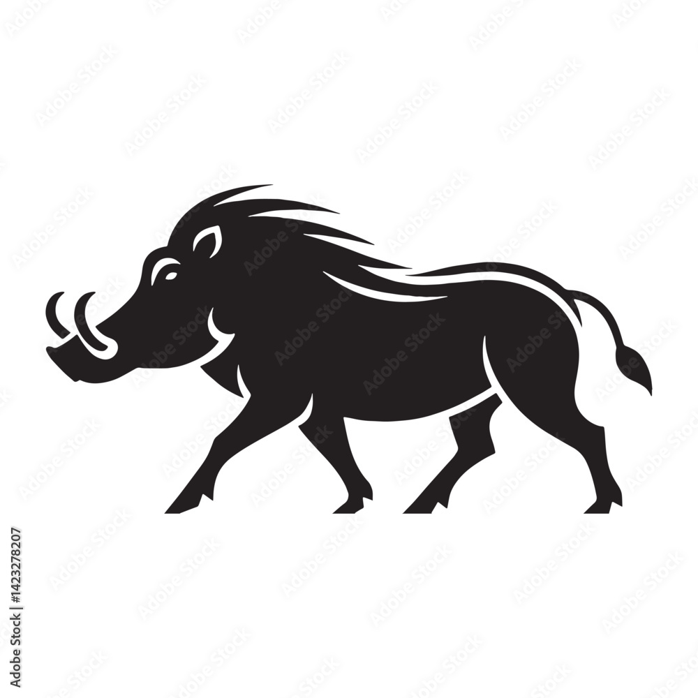 Fototapeta premium Elegant warthog vector silhouette with smooth design for sleek logos – warthog silhouette – warthog vector – warthog illustration – silhouette of warthog – warthog icon