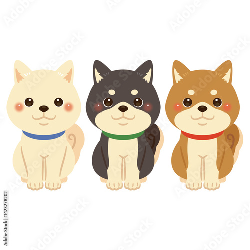 柴犬の色違いイラストセット