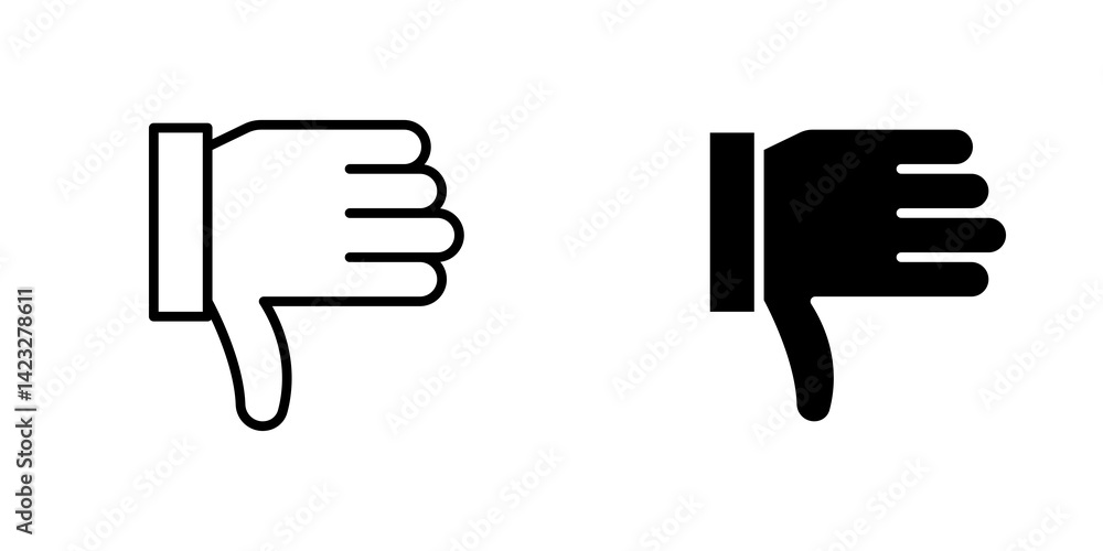 Thumbs down icon vector symbol collection on white background. Thumbs down icon vector symbol collection on white background.