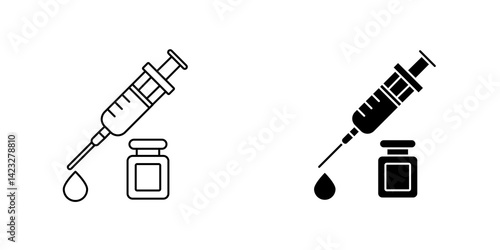 Vaccine vial icon vector symbol collection on white background.