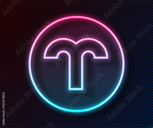 Glowing neon line Aries zodiac sign icon isolated on black background. Astrological horoscope collection. Vector