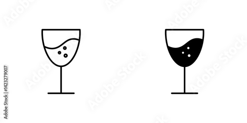 Wine glass icon vector symbol collection on white background.