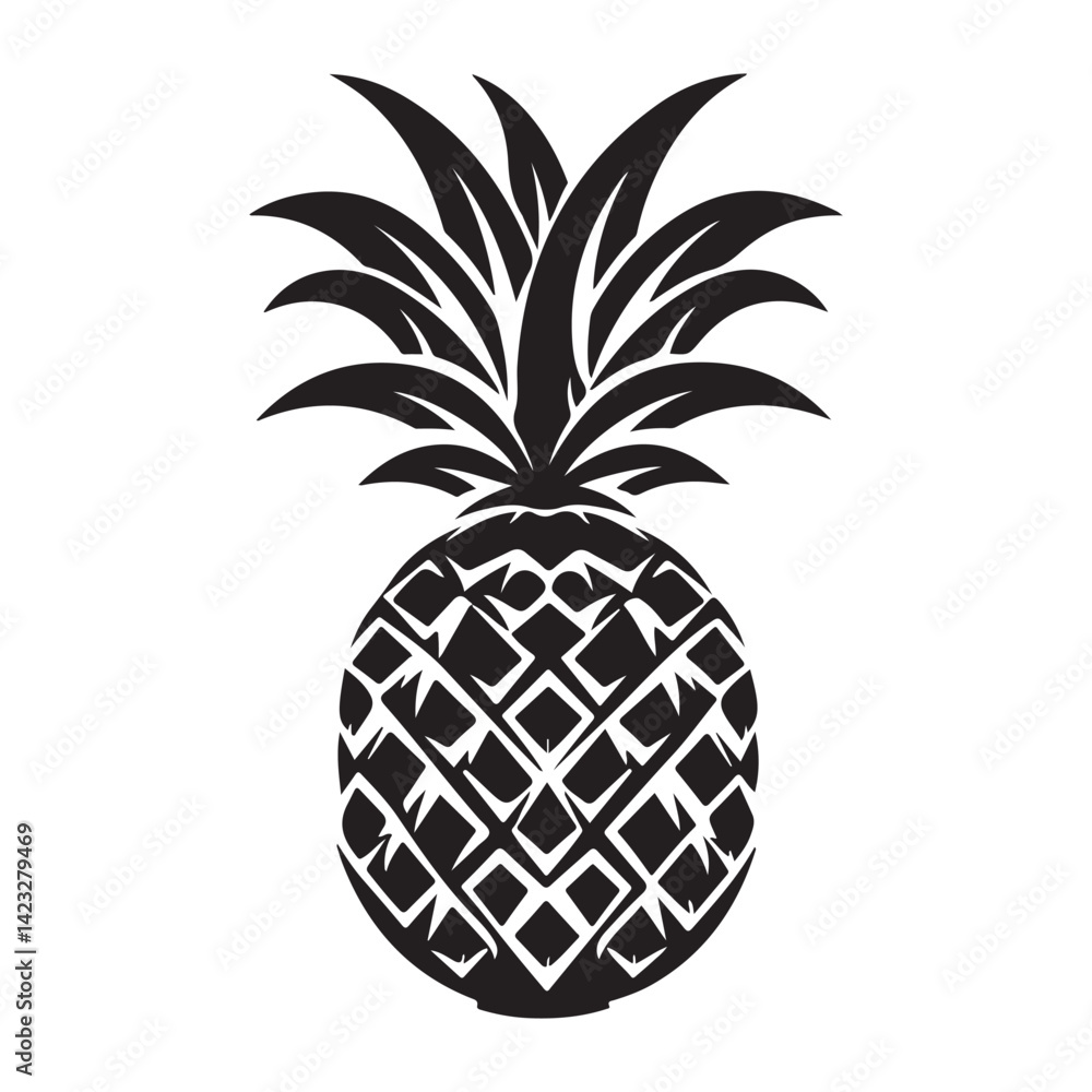 Pineapple black color on isolated white background Pineapple black color on isolated white background