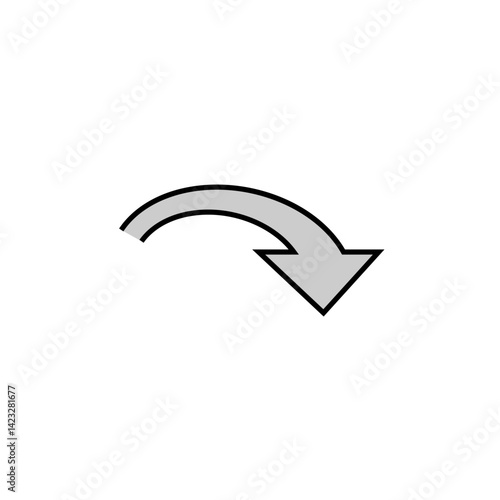 Curved semicircular arrow. Round minimalist arrow. Vector illustration on a white background. 