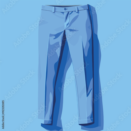 Light blue formal pants on blue background with shadow