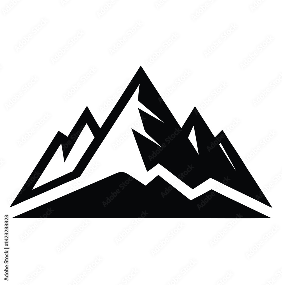 Black and White Mountain Silhouette Vector Black and White Mountain Silhouette Vector
