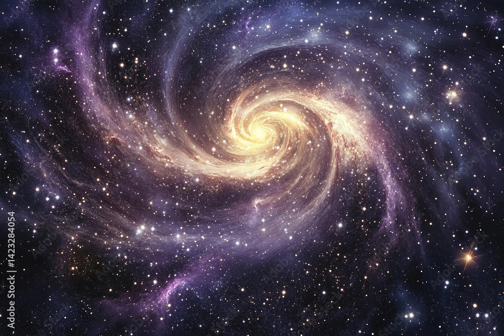 Galactic spiral showcasing vibrant colors and cosmic features in a star-filled universe Galactic spiral showcasing vibrant colors and cosmic features in a star-filled universe