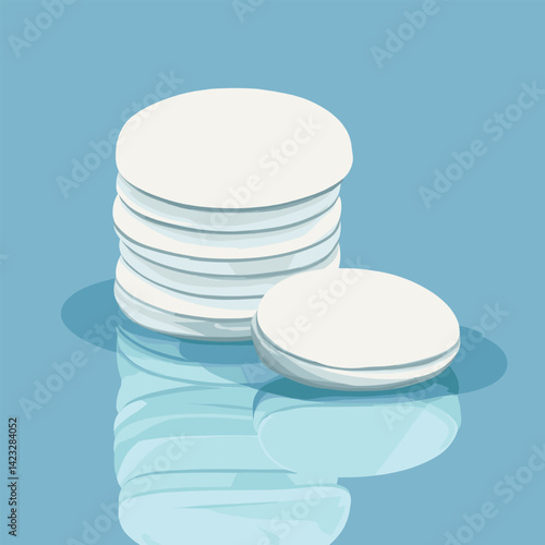 Stack of white mochi against a light blue background