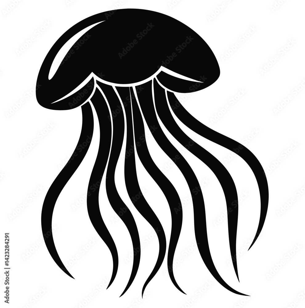 Elegant Jellyfish Silhouette Vector Set Elegant Jellyfish Silhouette Vector Set