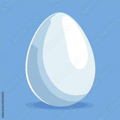 Glossy white egg on blue background
