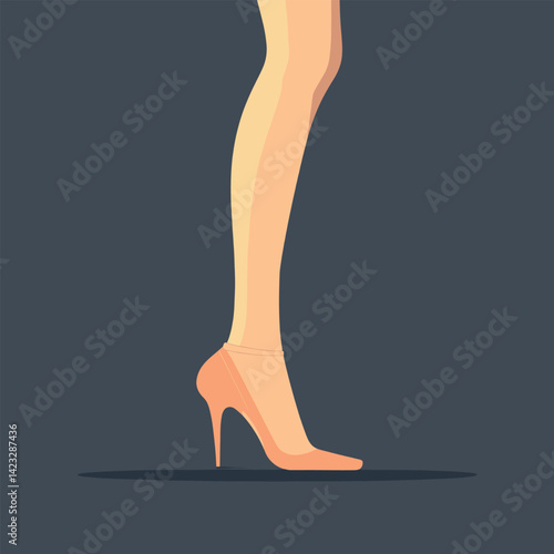 Elegant female legs in high heels against dark background