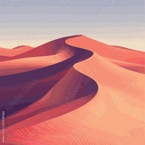 Majestic sand dunes at sunrise with soft shadows and warm tones