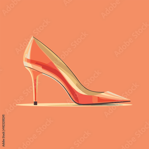 Elegant orange high heel shoe on a vibrant background