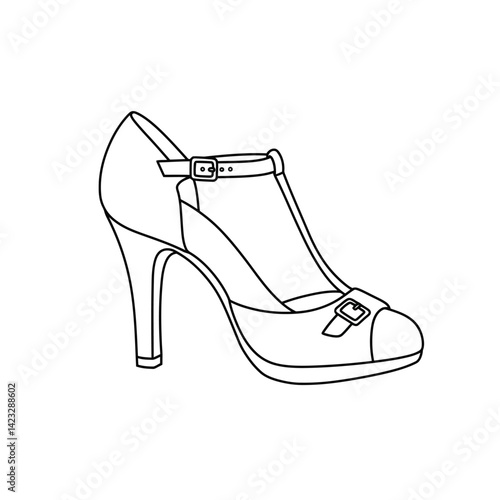 Various shoes in different styles and colors displayed in rows on a blue background. Concept of fashion shoes. Vector illustration