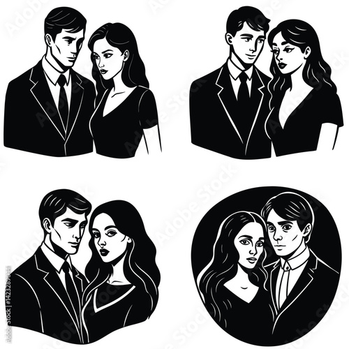 Couple Vector Silhoette Bundle Set Collection