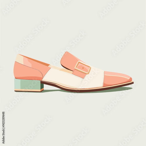 Stylish women's color-block loafer with peach, cream, and mint design