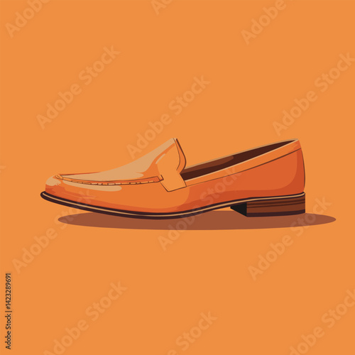 Stylish orange loafer shoe against a solid orange background